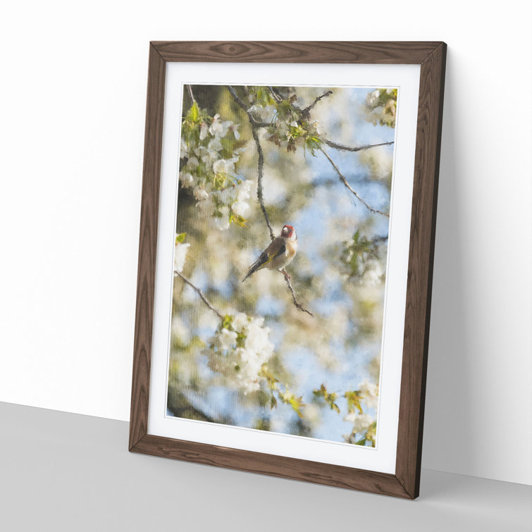 East Urban Home Goldfinch Bird in a Cherry Tree Picture Frame